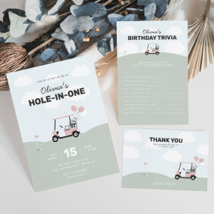 Meisjes 'Pink Hole-in-One Golf 1st Birthday Kaart