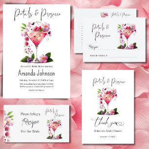 Petals en Prosecco Blush Pink Floral Vrijgezellenf Kaart