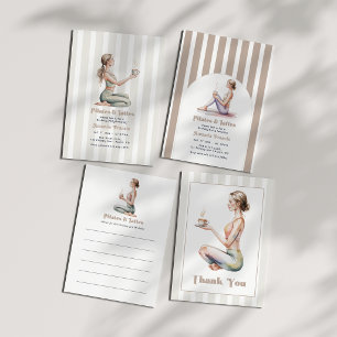 Neutrale Preppy Wellness Pilates & Lattes Verjaard Kaart