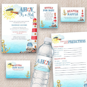 Ahoy het is een Boy Cute Nautical Baby shower Kaart