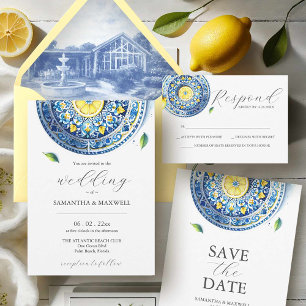 RSVP-kaarten met maaltijdkeuze Lemon Amalfi Tegel RSVP Kaartje
