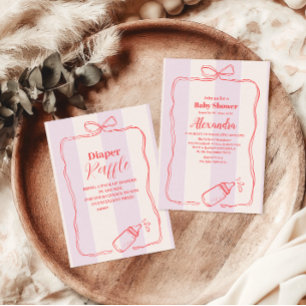 Roze Streep Coquette Bow Boeken voor Baby Informatiekaartje