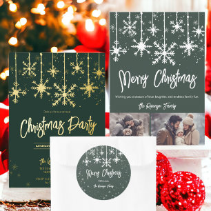 gouden sneeuw gala elegante kerstfeestdag folie uitnodiging