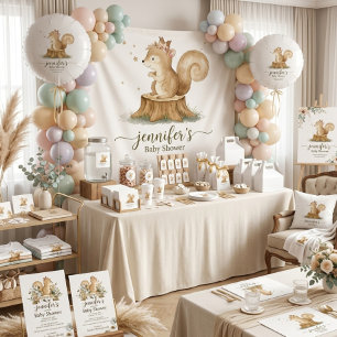 Cute Squirrel Botanische Lint Baby Shower Kaart