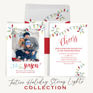 Kerstmis juicht Kleurrijke String Lights QR Code Kaart