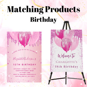 Birthday party blush roze glitter ballonmeisje uitnodiging briefkaart