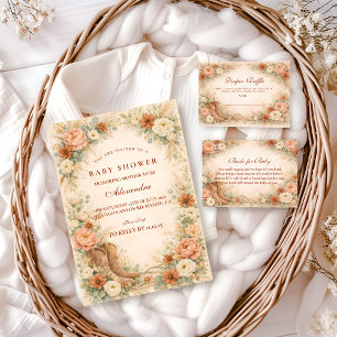Westerse bloemencowgirl babyshower luiersaffle informatiekaartje