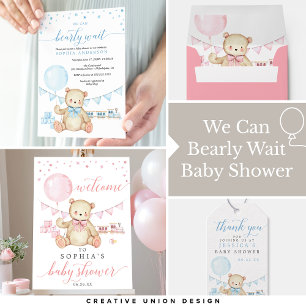 Teddy Bear Girl Book Request Baby shower Card Informatiekaartje