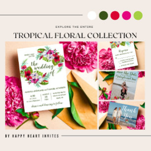 Tropische Floral Island Hibiscus Green Wedding Kaart