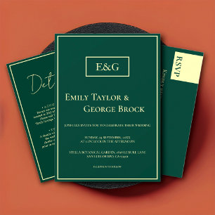 Elegant Simple Green Gold Modern Weddenschap - Geg Informatiekaartje