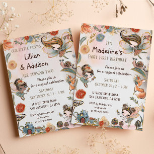 Blonde Fairy First Birthday Enchanted Forest Kaart