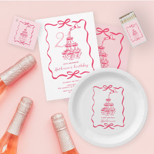 Champagne Toren Roze Handgetekende Krabbel Verjaar T-shirt