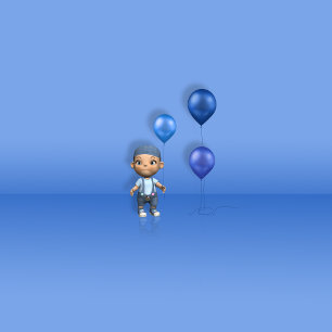 Baby Boy & Blue ballonnen - Baby shower Briefkaart
