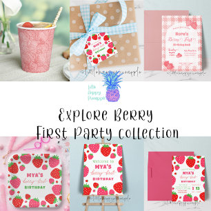 Aardbei Berry First Birthday Paper Borden Papieren Bordje