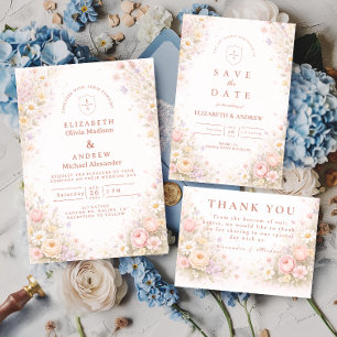 Elegante Pastelkleurige Tuinbruiloft met Wilde Blo Save The Date