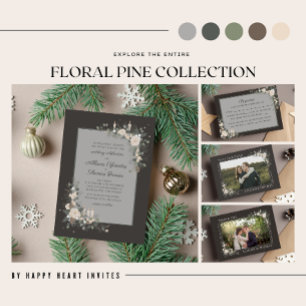 Floral Pine Holiday Candle Kerstbruiloft Kaart