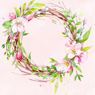 Apple Tree Blossom Waterverf Wreath Wedding Kaart