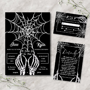 Zwart Gotisch Skelet Elegant HalloWedding RSVP