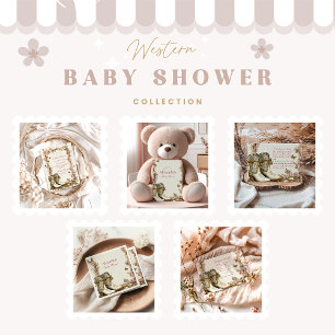 Rustic Cowgirl Boots Baby shower Kaart