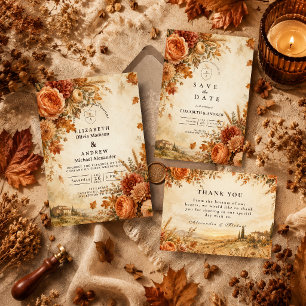 Tijdloze Rustieke Herfst Bruiloft Bedankkaart