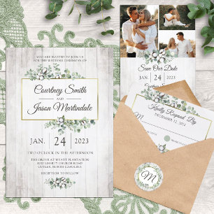 Rustige Zuidelijke Katoen Boll Botanical Wedding RSVP Kaartje