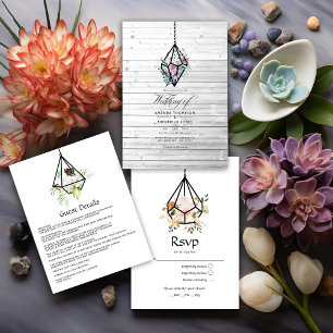 Rustische pasta Floral Terrarium Garden Wedding Informatiekaartje