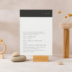 Modern Black Terracotta Stripe Monogram Weddenscha RSVP Kaartje