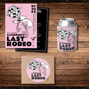 Laatste Rodeo Cowgirl Disco Hand getrokken Bachelo Kaart