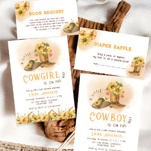 Rustige Westerne Rodeo Baby shower Book Request Informatiekaartje