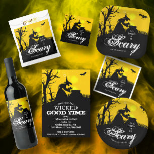 Wyed Witch Silhouette Halloween Return Address Etiket