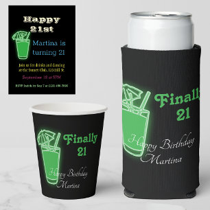Neon Drinken en dansende 21e verjaardag Invita Badge