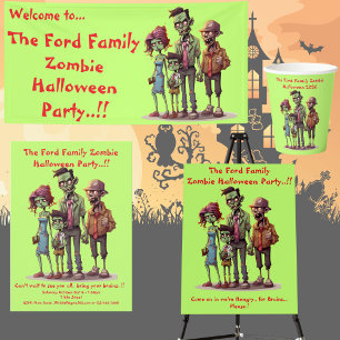 Kinder Zombie Familie Halloween Party Kaart