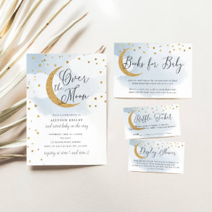 Over het Paarse Baby shower van de Moon Gold Stars Kaart