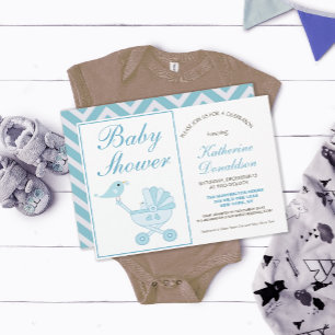 Cute Blue Boy Baby shower Invitation Briefkaart