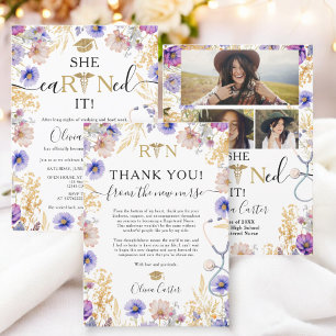 Elegant Wildflowers RN Nurse Afstuderen Bedankt