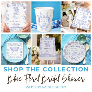 Gepersonaliseerd blauw Chinoiserie Floral Vrijgeze Servet