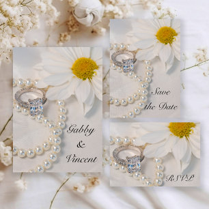 Elegant White Daisy Wedding RSVP Response Kaart