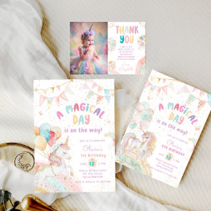 Cute Unicorn Birthday Invitation Kaart