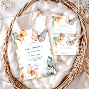 Zachte Waterverf Vlinder Baby Shower Kaart