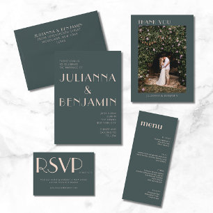 Minimalistisch elegant Blauwgroen en dubbelzinnig  All In One Uitnodiging