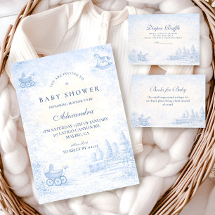Franse Blauwe Toile Baby Shower Servet