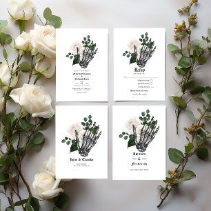 QR Code White Floral Gothic Wedding QR Kaart