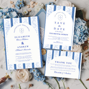 Klassiek Delfts Blauw Porselein Bruiloft Save The Date