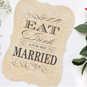  Eet Drink en word getrouwd krijtbord Kaart