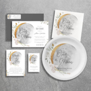 Luierloterij boho bloemenmaan baby shower informatiekaartje