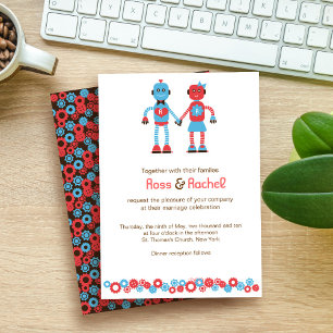 Cute Robot Theme Wedding Bedankkaart