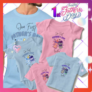 Eerste Vaderdag Samen Matching Outfit/Paarse T-shirt