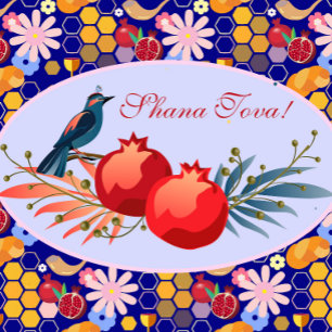 Happy Rosh Hashanah Joods Nieuwjaar Bloemenpatroon Feestdagenkaart