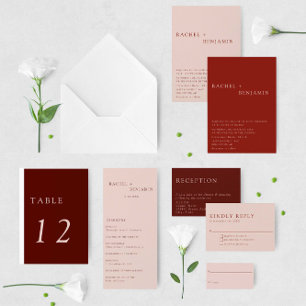 Modern Elegant Bohemian Terracotta Wedding Invita Kaart
