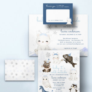 Winter Snow Baby shower Boek Aanvraag Informatiekaartje